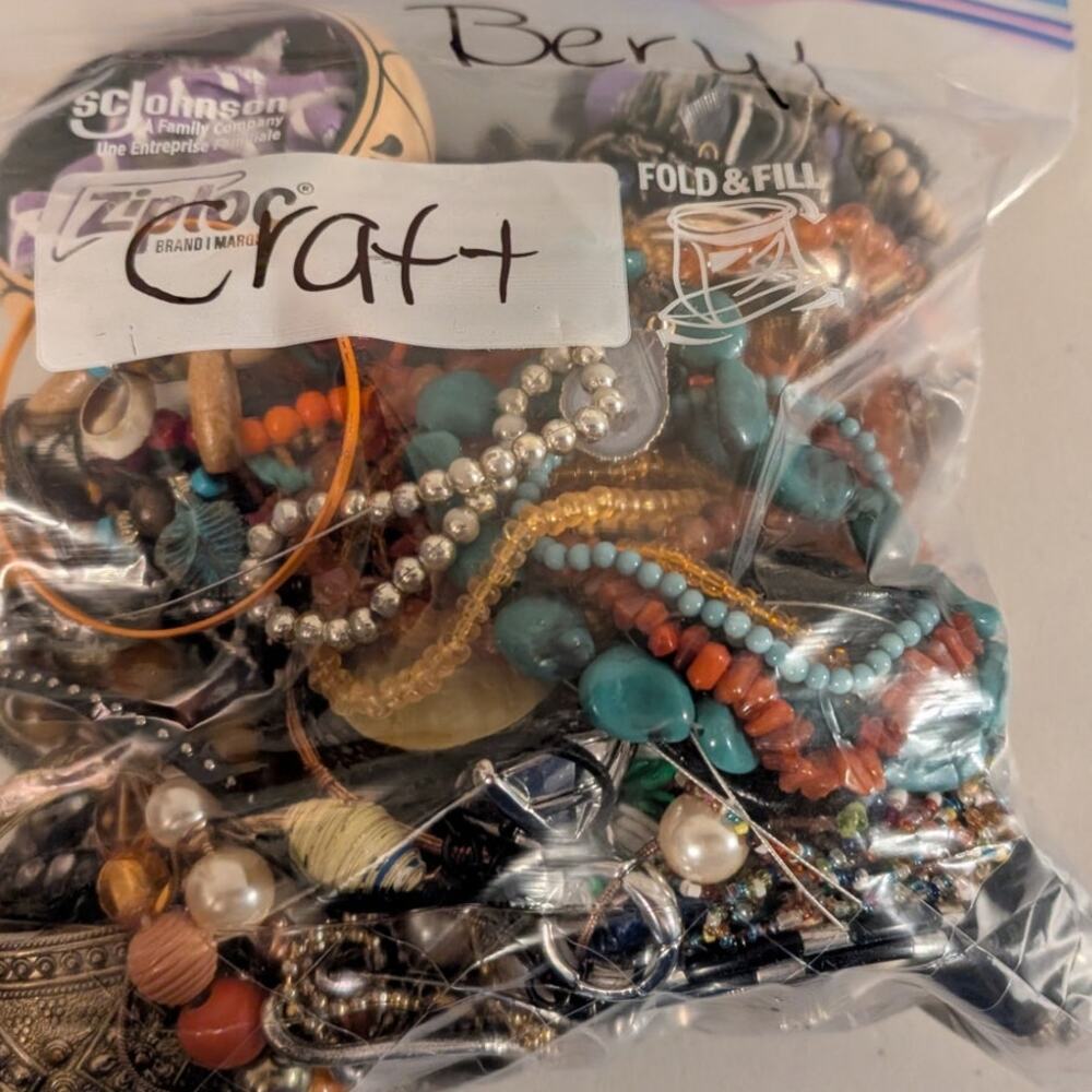 Jewelry Lot Beryl Repurpose Bag Over 4 Pounds Beads & Possible Wearable Pieces